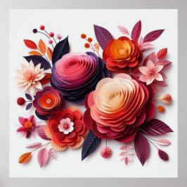 Färgglada pappersblommor poster