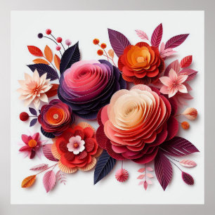 Färgglada pappersblommor poster