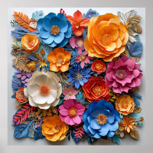 Färgglada pappersblommor poster