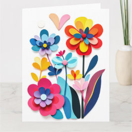 Färgglada pappersklippta blommor Glädjefull botani Kort