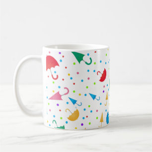 Färgglada paraplirar och konfettimönster kaffemugg
