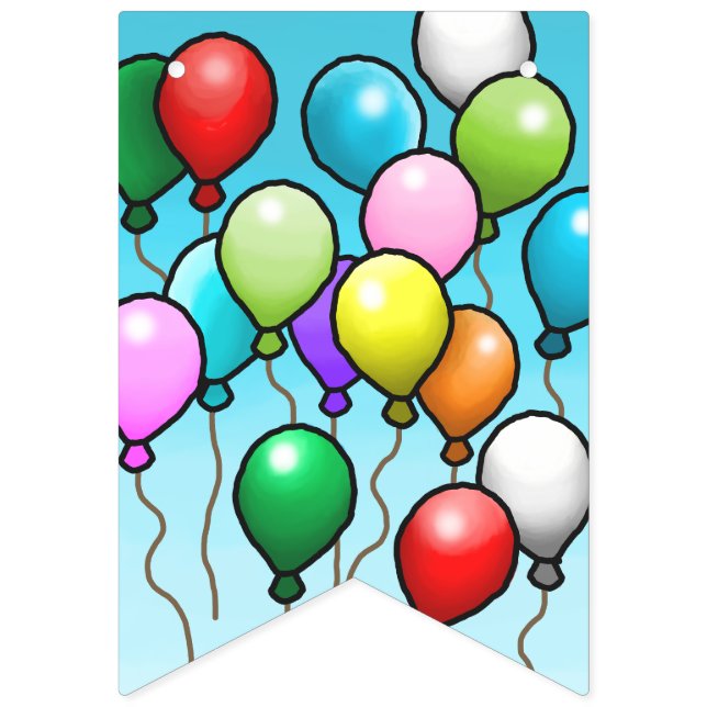 Färgglada partybalar i vackra färger vimplar (Första flaggan)