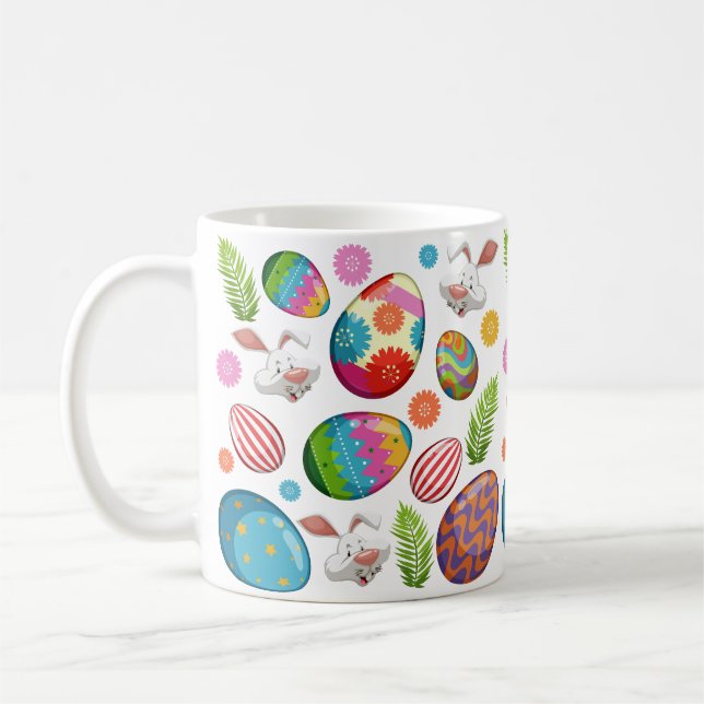 Färgglada påskägg kaninansikten-23172 kaffemugg (Vänster)
