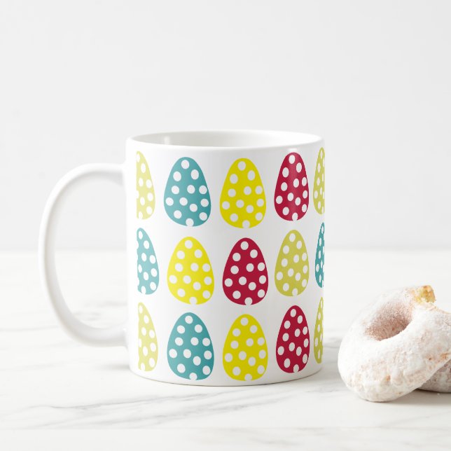 Färgglada påskägg prickmönster Glad påsk Kaffemugg (Med munk)