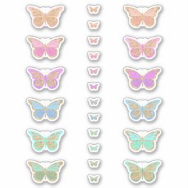 Färgglada Pastell Glitter Fjärilar Klistermärken