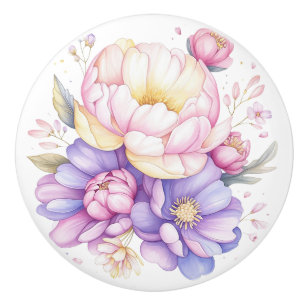 Färgglada pastellblommor Blommig keramisk knopp