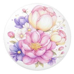 Färgglada pastellblommor Blommig keramisk knopp