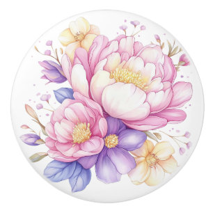 Färgglada pastellblommor Blommig keramisk knopp