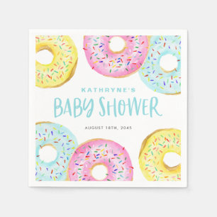 Färgglada Pastellfärgade Strössel-munkar Baby Show Pappersservett