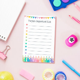 Färgglada pennor & stjärnor Viktig lista Att göra Post-it Block