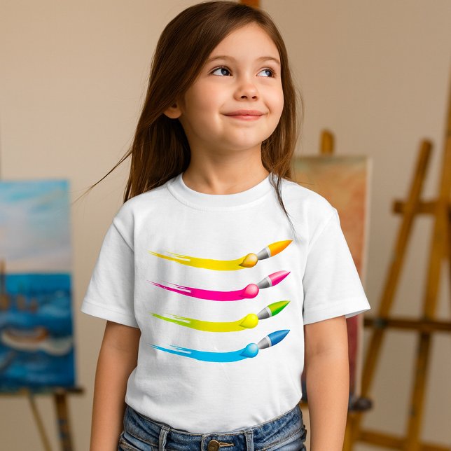 Färgglada penslar flickor t-shirt (Skapare uppladdad)