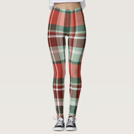 Färgglada Plaid julstrumpor för kvinnor Leggings