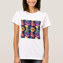 Färgglada Pop Art-Läppar T-Shirt – Djärv & Konstnä