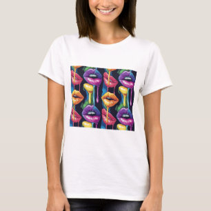 Färgglada Pop Art-Läppar T-Shirt – Djärv & Konstnä