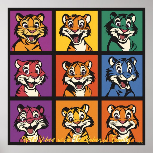 Färgglada Pop Art Tiger Ansikten  Varför detta fun Poster (Framsidan)