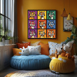 Färgglada Pop Art Tiger-ansikten  Varför detta fun Poster<br><div class="desc">En livfull popkonst-design med uttrycksfulla tiger-ansikten arrangerade i ett färgglatt rutnät. Djärva linjer,  lekfulla uttryck och slående färger ger denna grafiska konstverk en rolig,  energisk personlighet,  vilket gör den perfekt för iögonfallande kläder,  accessoarer och modern pop-inspirerad dekoration.</div>