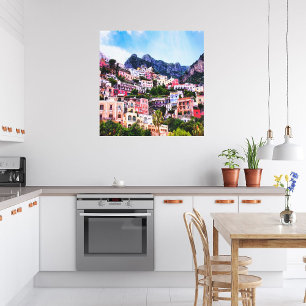 Färgglada Positano, Italien Canvastryck