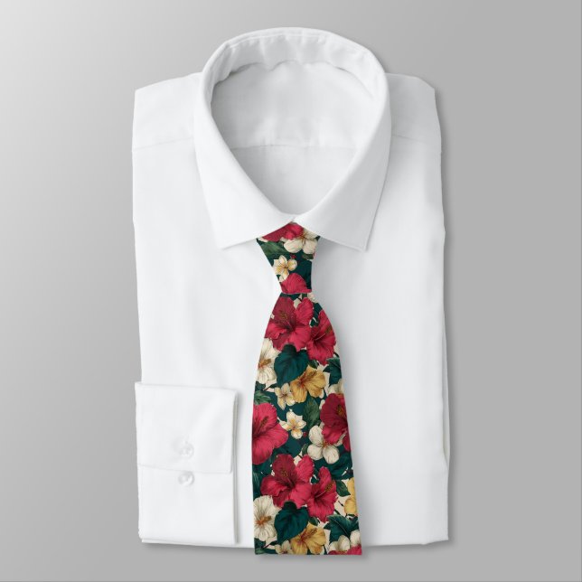 Färgglada presenter till honom Tropisk blomster Slips (Bunden)