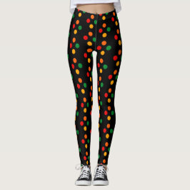 Färgglada prickar på svart Mid Century Modern Retr Leggings