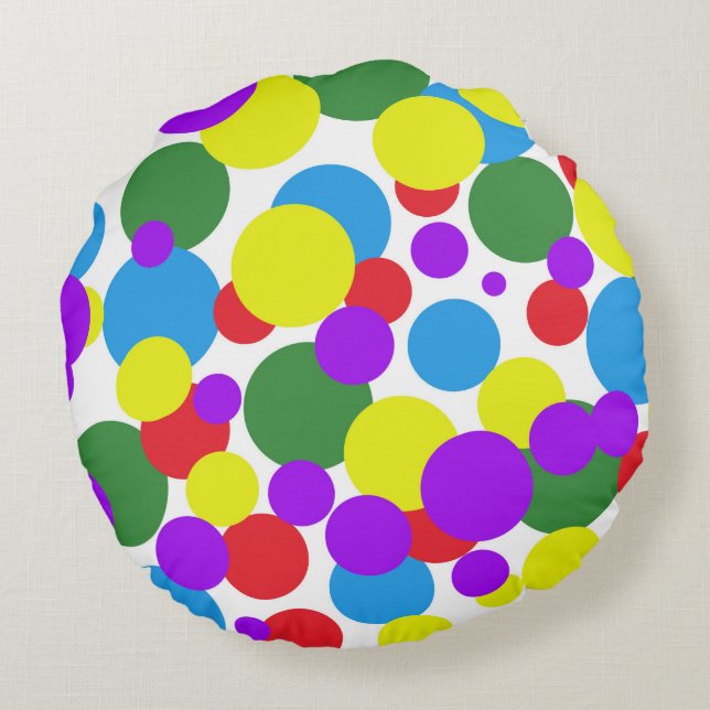 Färgglada prickar rund kudde (Baksidan)