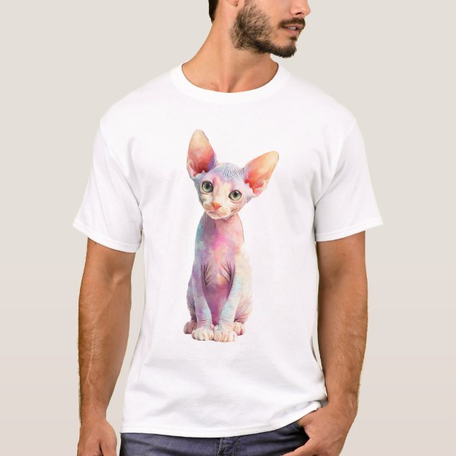 Färgglada Psykedeliska Sphynx Katt Man T Shirt (Framsida)