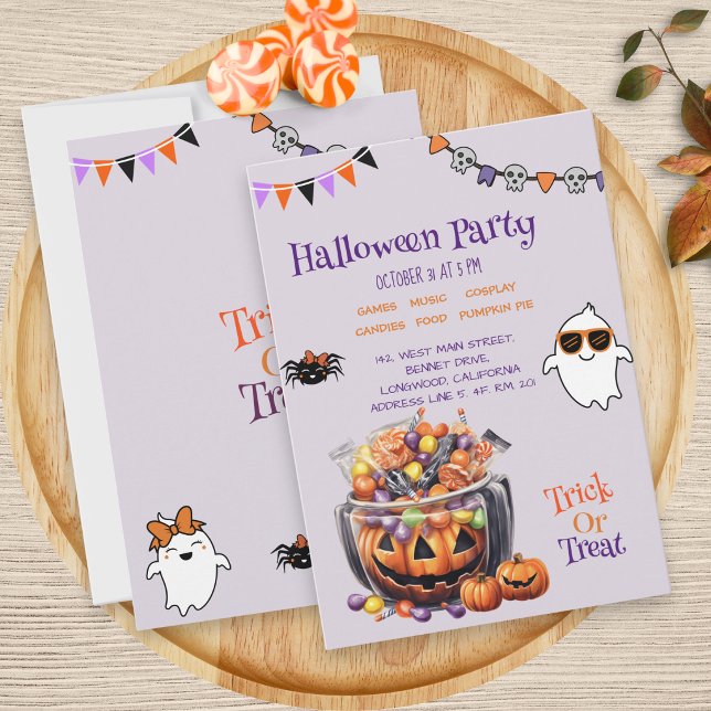 Färgglada pumpagodis barn Halloween-festligheter Inbjudningar (Skapare uppladdad)