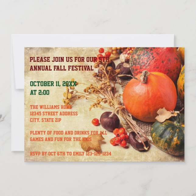 Färgglada pumpor - inbjudan till Thanksgiving-midd (Framsida)