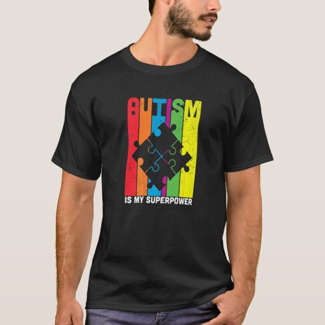 färgglada pusselbitar Autism Acceptans Fred Auti T Shirt (Framsida)