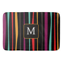 Färgglada ränder anpassad monogram Badmatta