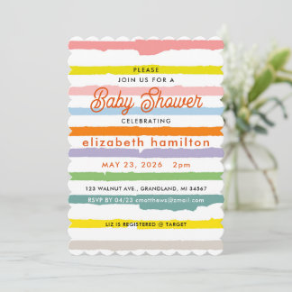 Färgglada ränder Baby Shower-inbjudan Inbjudningar