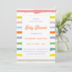 Färgglada ränder baby shower-inbjudan inbjudningar