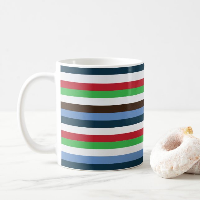 Färgglada ränder  kaffemugg (Med munk)