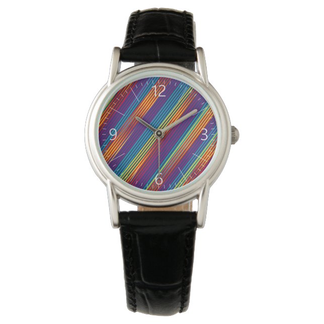 Färgglada ränder mönster armbandsur (Framsida)
