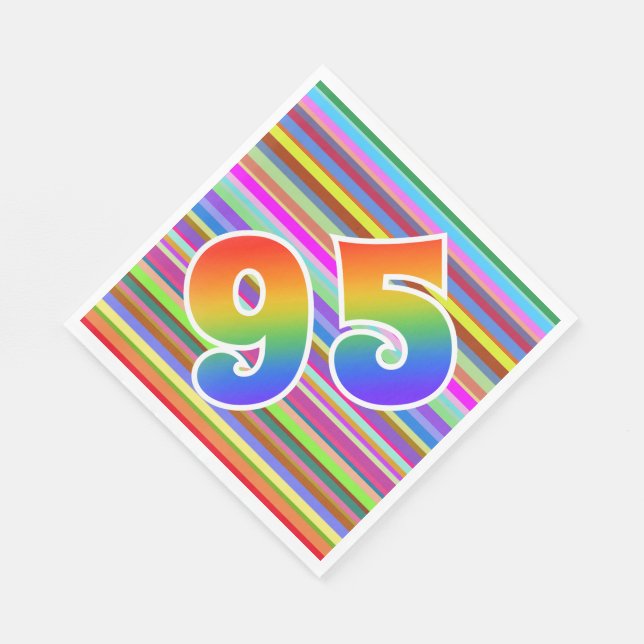 Färgglada ränder + regnbågsmönster "95" Event # Pappersservett (Hörn)