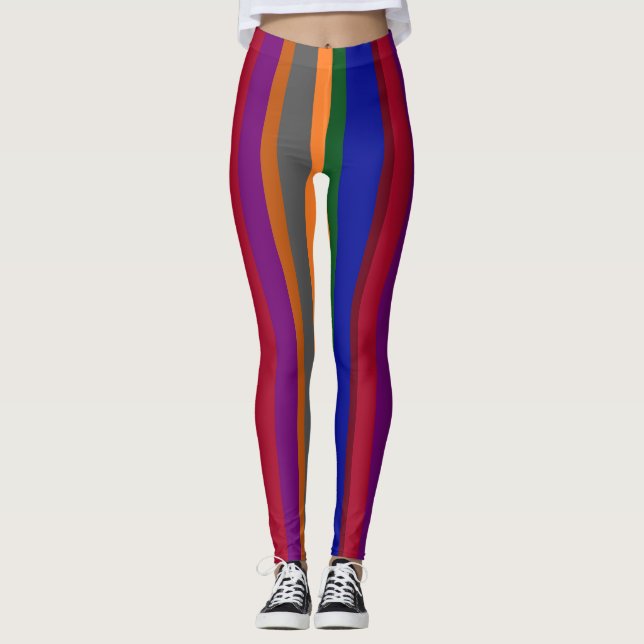 Färgglada randiga Leggings (Framsida)
