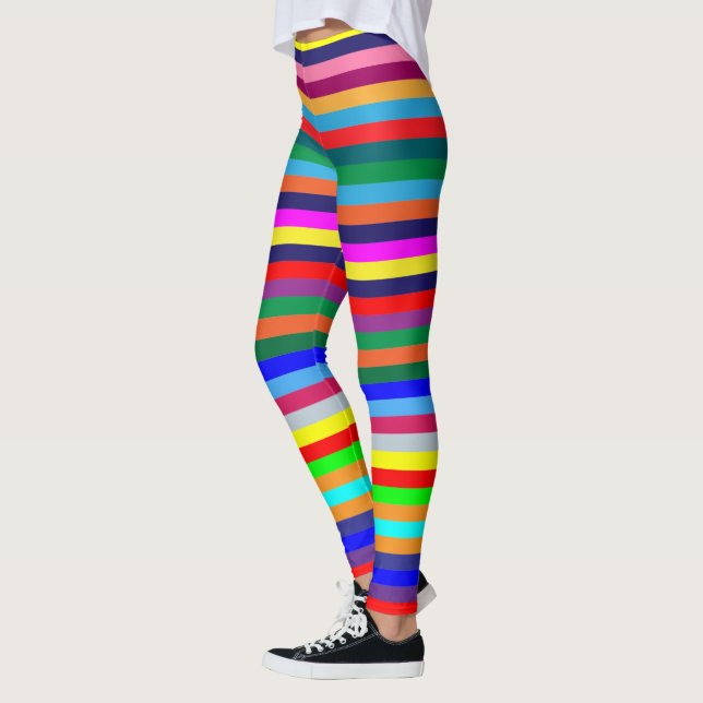 Färgglada randiga leggings (Vänster)