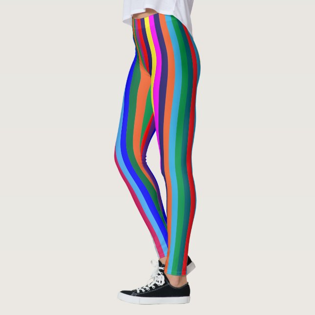 Färgglada randiga Leggings (Vänster)
