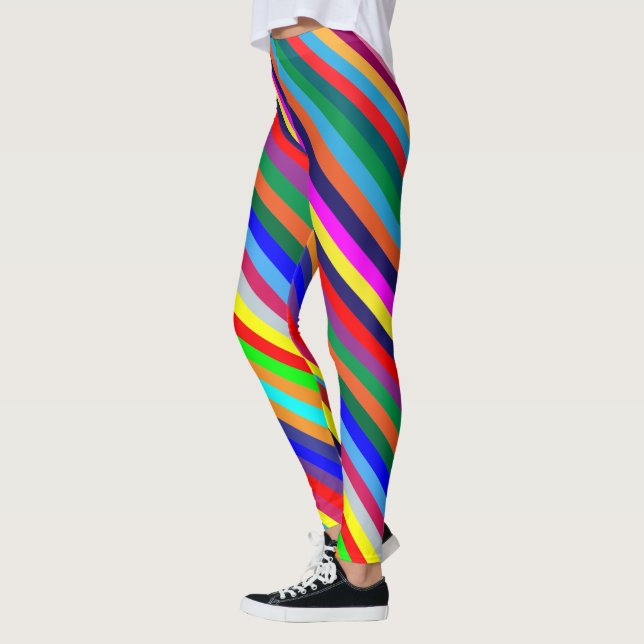 Färgglada randiga leggings (Vänster)