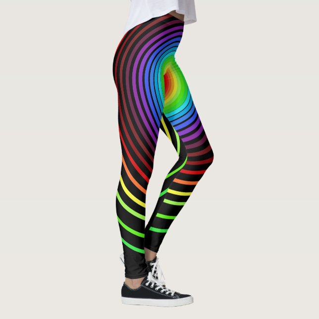 Färgglada randiga svarta leggings (Höger)