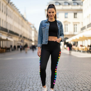 Färgglada regnbågs-hjärta tryckta leggings för kvi