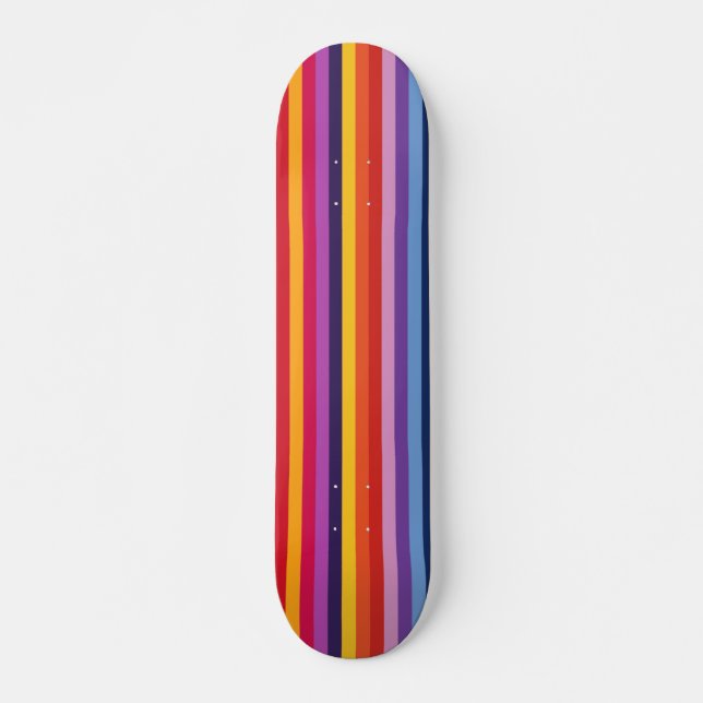 Färgglada regnbågsfärgade ränder mini skateboard bräda 18,5 cm (Framsida)