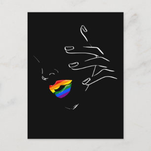 Färgglada regnbågsläppar Pride Gay Lesbisk Queer Vykort