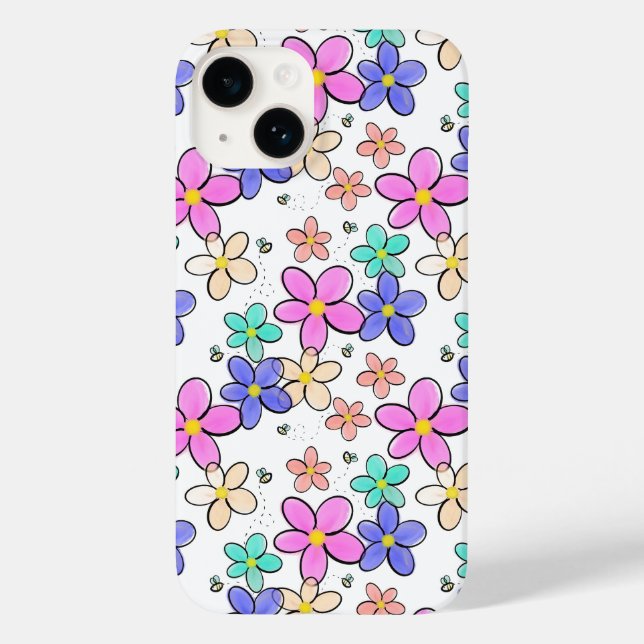 färgglada regnbågsljusa blommor humlor blommig (Baksida)