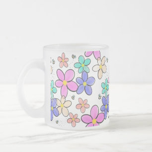 färgglada regnbågsljusa blommor humlor blommig frostad glasmugg