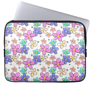 färgglada regnbågsljusa blommor humlor blommig laptop fodral
