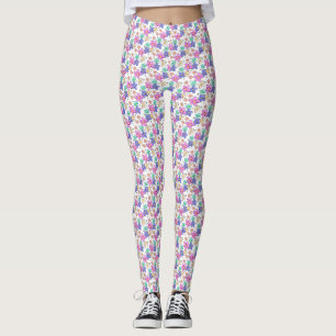 färgglada regnbågsljusa blommor humlor blommig leggings