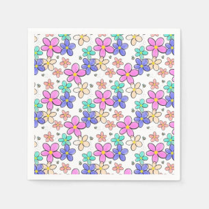 färgglada regnbågsljusa blommor humlor blommig pappersservett