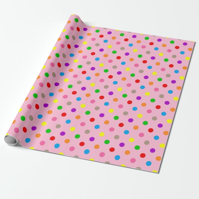 Färgglada regnbågsprickar rosa  presentpapper (Utrullad)