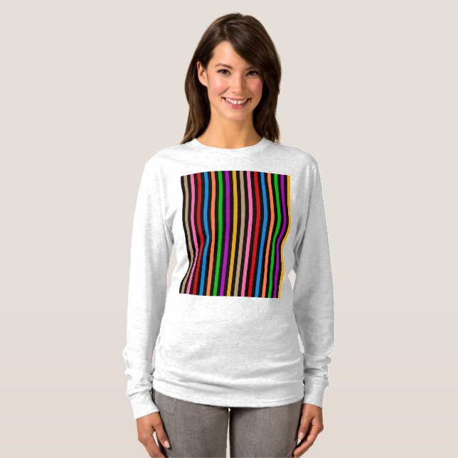 Färgglada regnbågsränder linjer design - svart  t shirt (Hel framsida)
