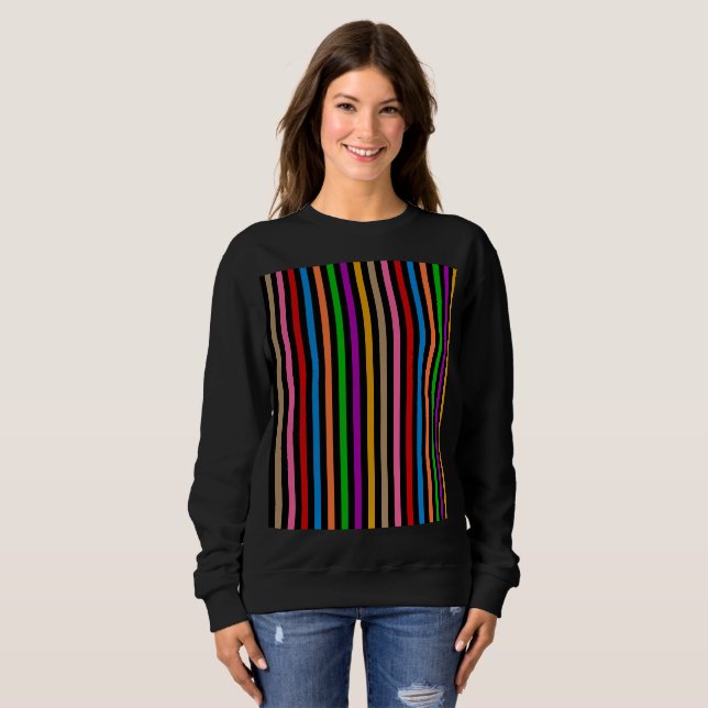 Färgglada regnbågsränder linjer design - svart  t shirt (Hel framsida)